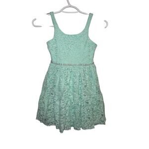 Lilt teal lace overlay formal dress girls small 6/6X wedding event occasion